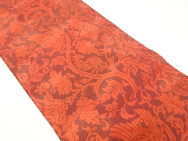 JAPANESE NAGOYA OBI / WOVEN FLOWER & BIRD